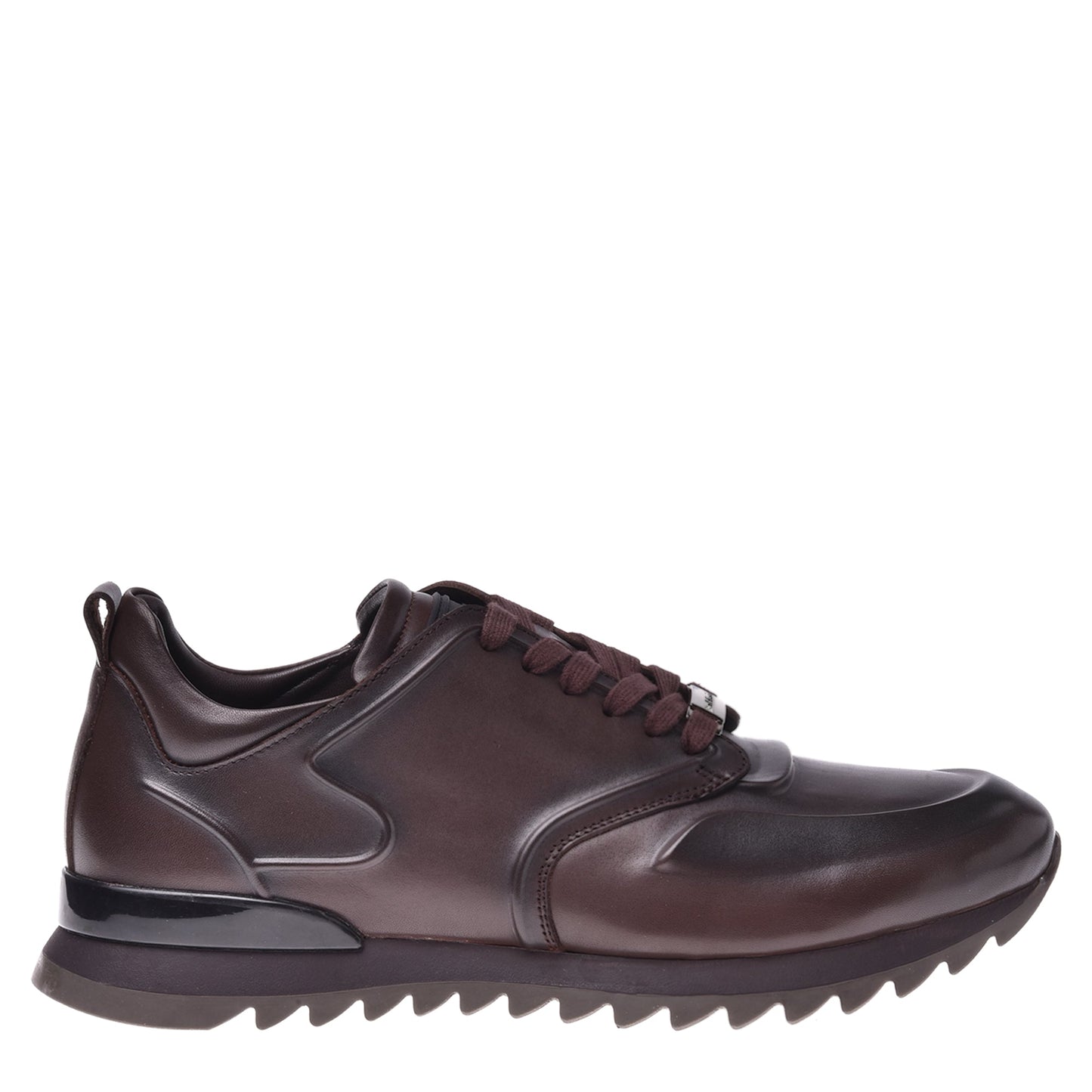 Sneakers en cuir marron foncé