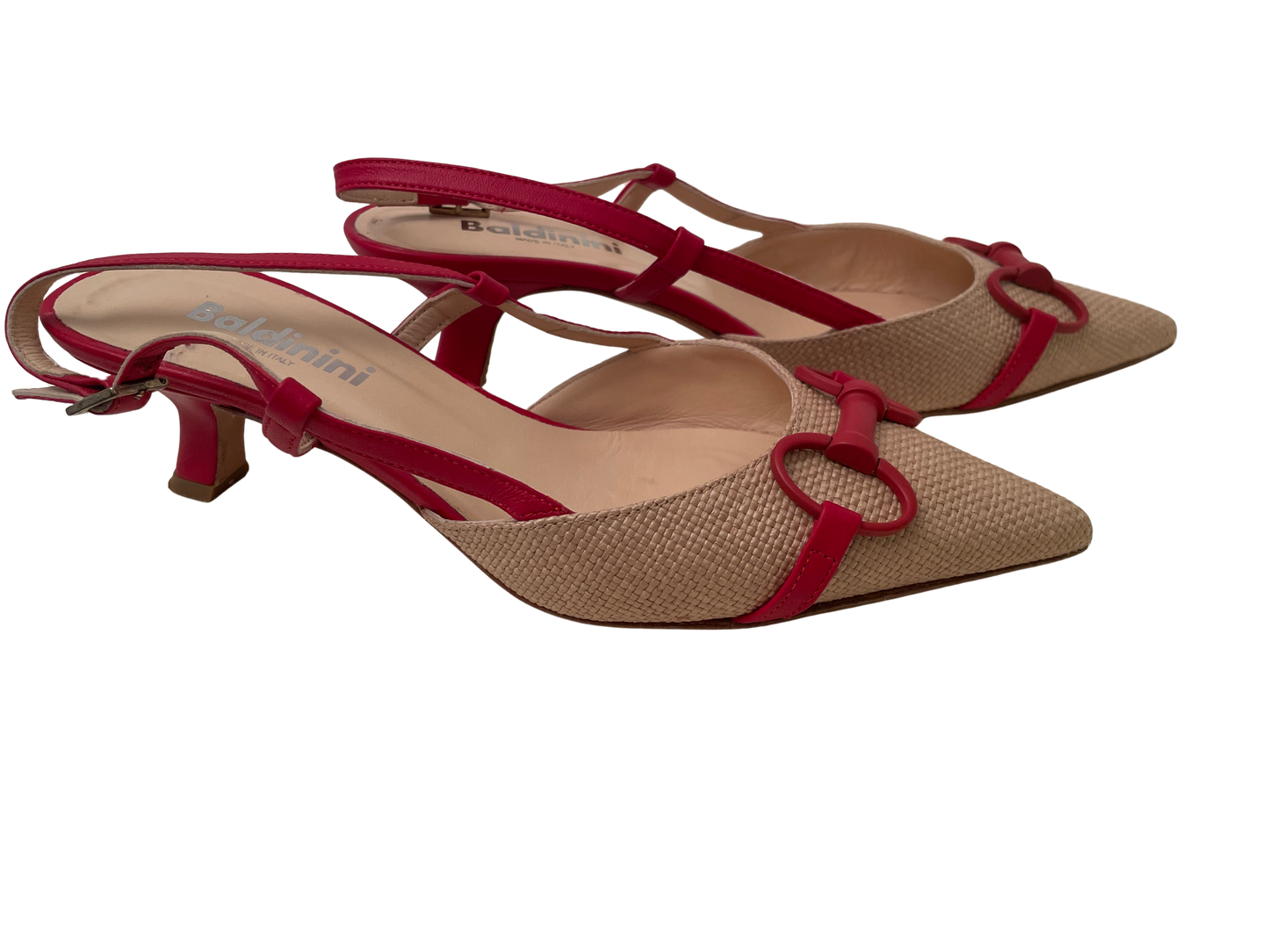 Slingback rafia rosso