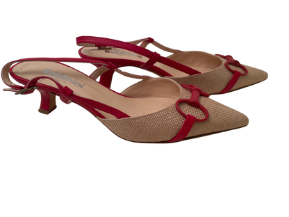 Slingback rafia rosso