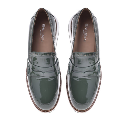 Green calfskin moccasin