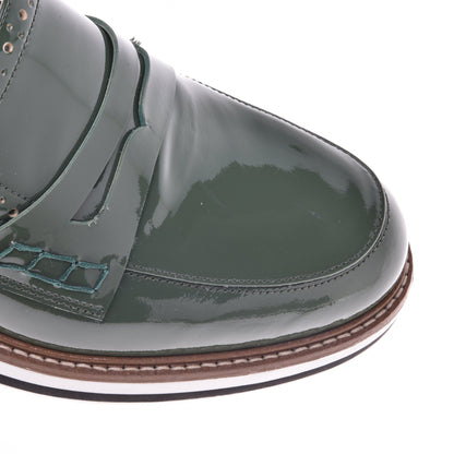 Green calfskin moccasin