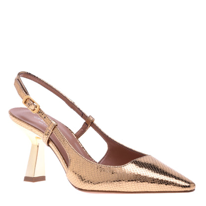 Escarpins slingback or imprimé lézard