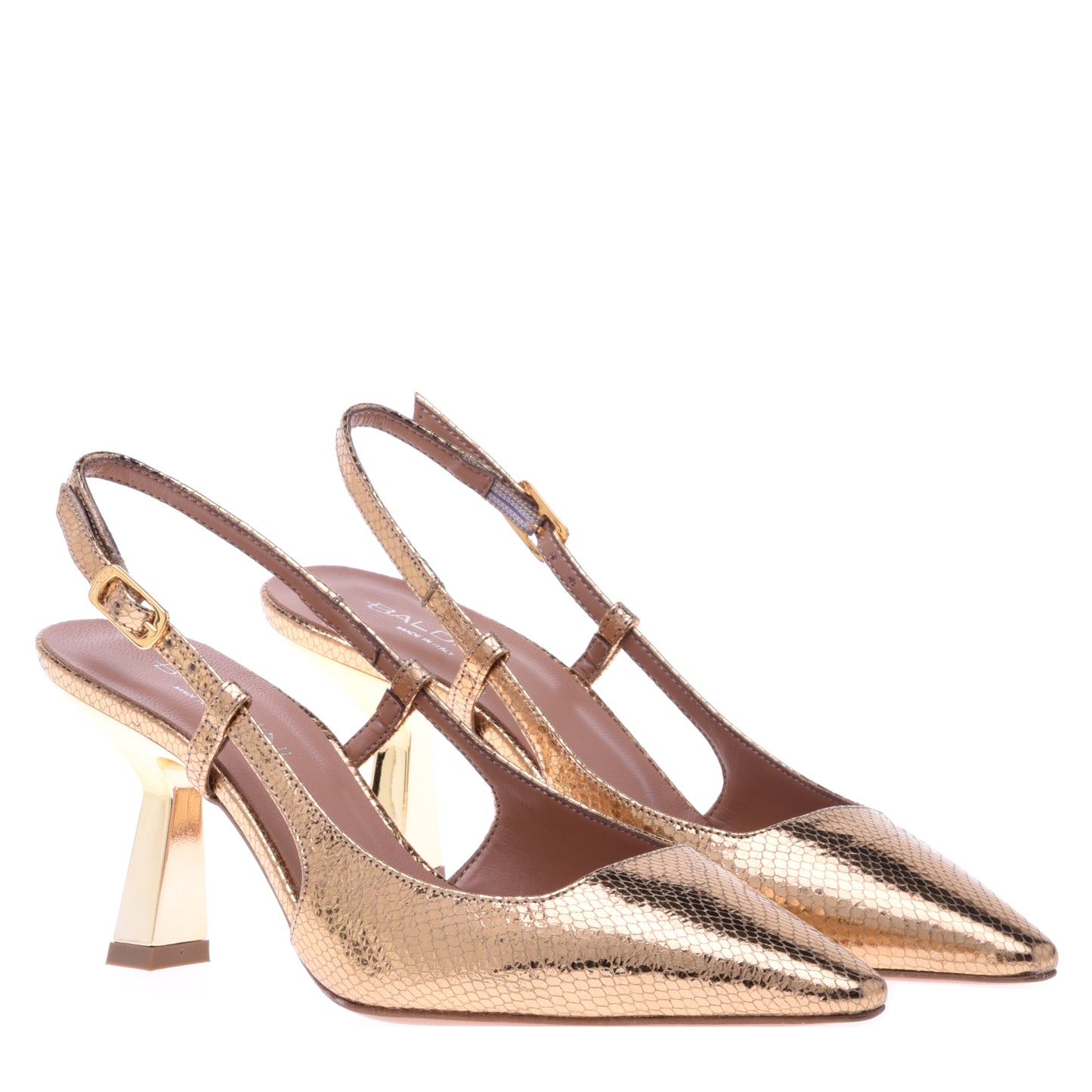 Escarpins slingback or imprimé lézard