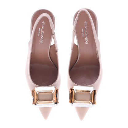 Escarpins slingback en cuir nappa taupe