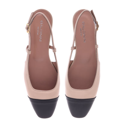 Ballerines en cuir nappa noir et rose