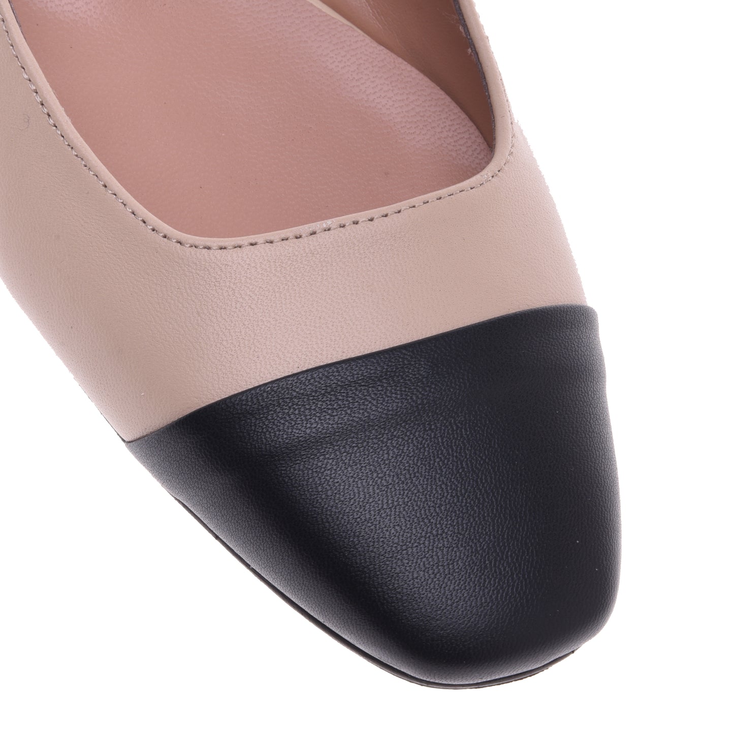 Ballerines en cuir nappa noir et rose