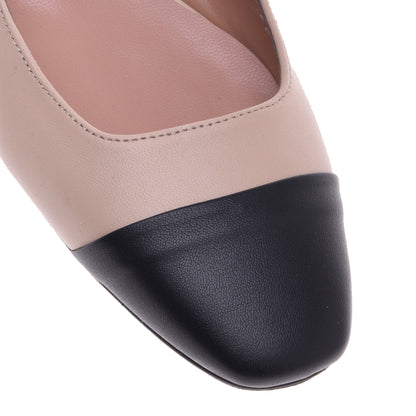 Ballerines en cuir nappa noir et rose