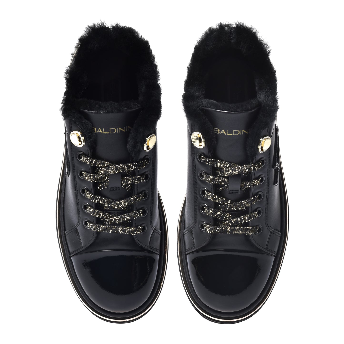 Baskets vernies en cuir noir