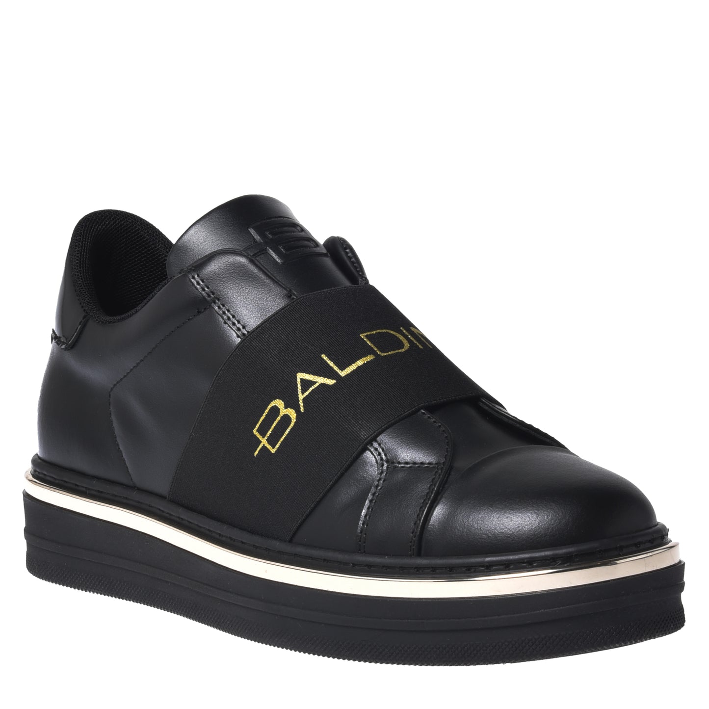 Baskets en cuir noir avec élastique