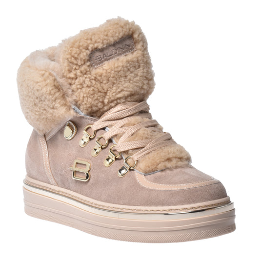Baskets en mouton et daim beige