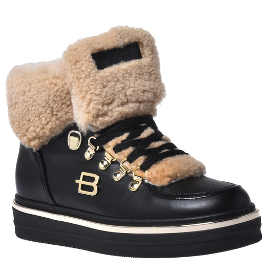 Baskets en mouton et daim noir