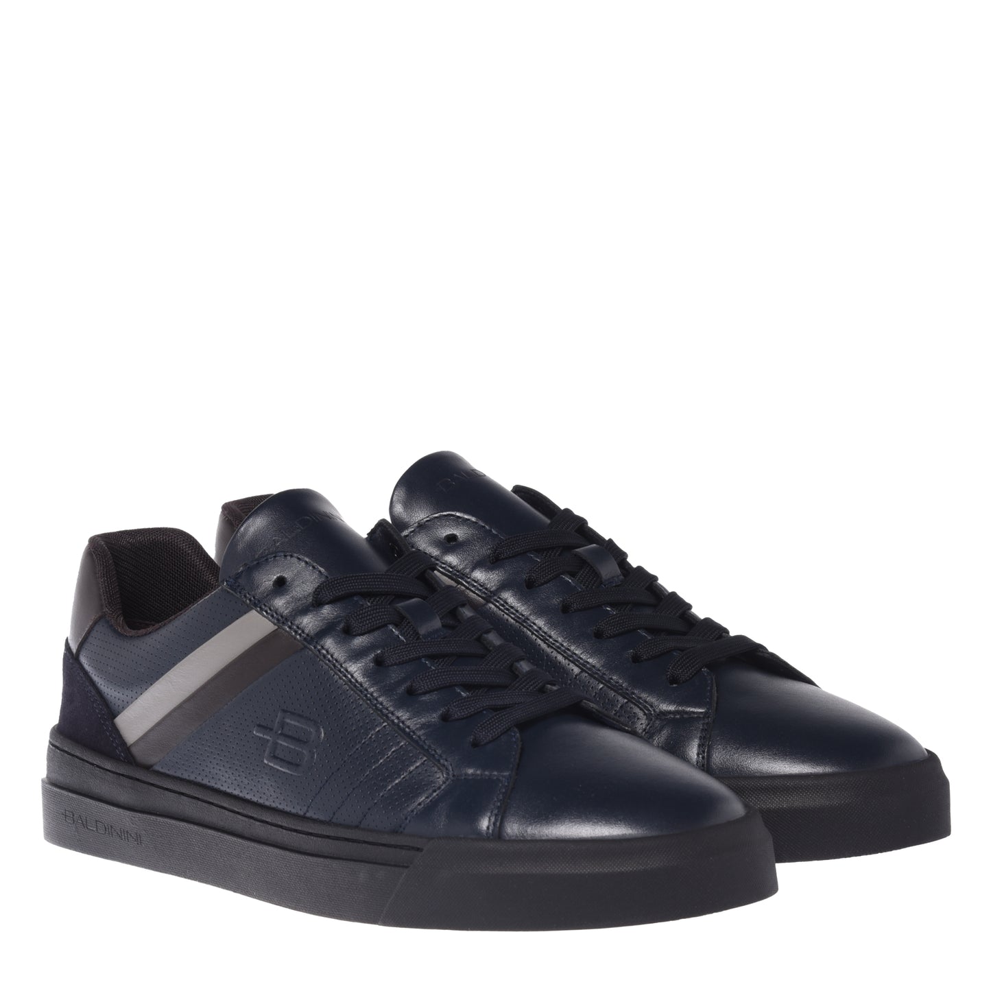 Baskets en cuir bleu foncé