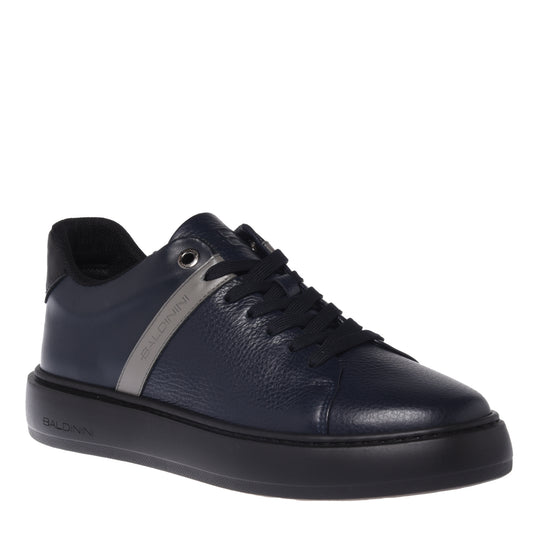Baskets bleu foncé en cuir foulonné