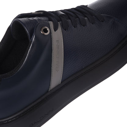 Baskets bleu foncé en cuir foulonné