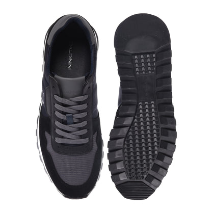 Baskets en daim et tissu noir et gris