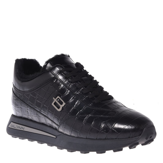 Baskets noires imprimé croco