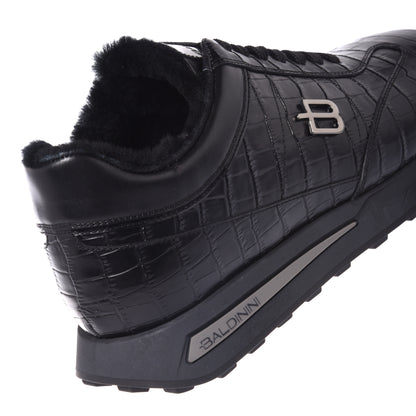 Baskets noires imprimé croco
