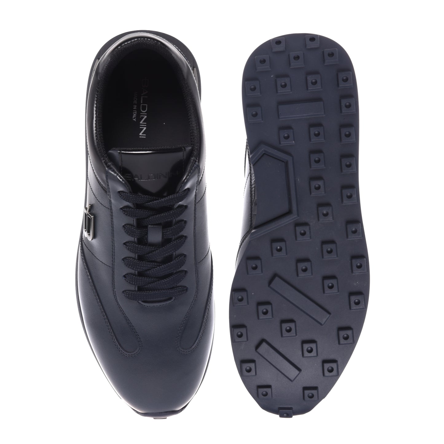 Baskets bleues en cuir avec imprimé croco