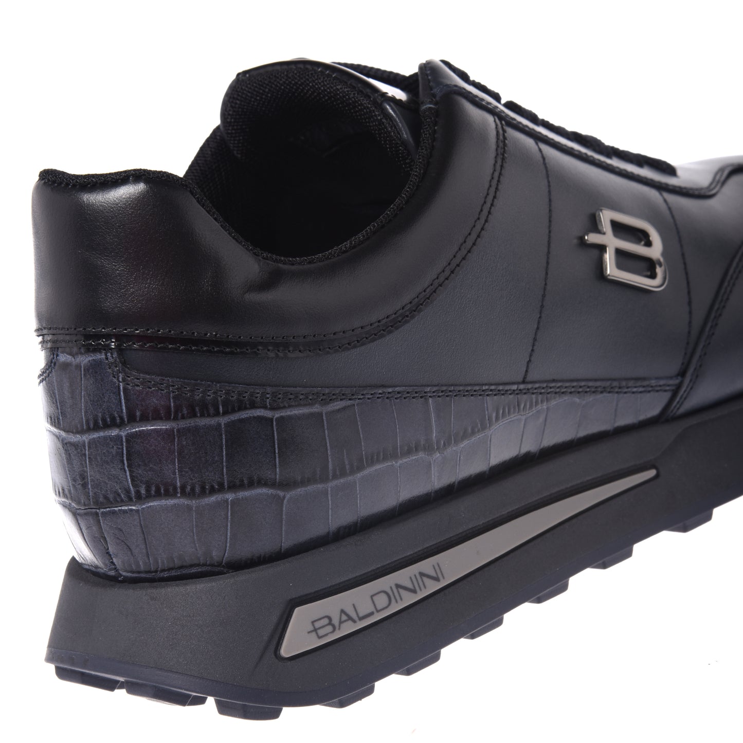 Baskets bleues en cuir avec imprimé croco
